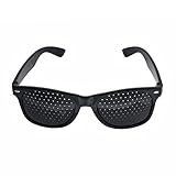 Rasterbrille Lochbrille Pinhole Glasses Nadelöhr für Augentrainer Entspannung Gitterbrille mit (Black, 2 x Lochbrille)