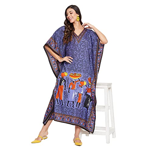 Image of Oussum Women Plus Size Kaftan Kimono Loose Maxi summer dresses for women Beach 3 /4 Sleeve Casual lounge dress Boho
