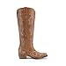 DREAM PAIRS Womens Cowboy Boots Comfortable Cowgirl Knee High Boots Pull On Side Zipper Chunky Heel Embroidered Western Boots,Size 8.5,Brown,DWUMKB2502