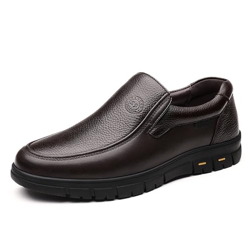 Zapatos de vestir de cuero sin cordones for hombre, ligeros, flexibles, cómodos, for uso diario informal de negocios.(Brown,45 EU)
