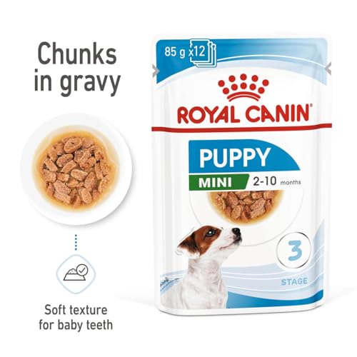 Image of Royal Canin Mini Puppy, Wet Gravy Food Pouch, Pack of 48 Pieces, Supports Teeth Texture, Immunity System & Brain Development