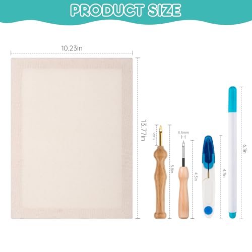 Image of Zuaooz 3PC 10.2''x13.7'' Punch Fabric Frame,Punch Needle kit Includes 3 Wooden Frame Covered with Monks Cloth, 3.5mm and 5mm Punch Needles, a Marking Pen and Scissors for DIY Craft Decoration