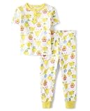 Gymboree,and Toddler Easter Gymmie Short Sleeve Top and Pant Cotton 2-Piece Pajama Sets,Easter Yellow Print,2T