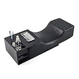 Eyelash Extension Neck Pillow with Acrylic Shelf Organizer Stand for Left People, PU Leather Waterproof Lash Extension Grafting Pillow Makeup Tool Display Cabinet Shelves - Black Shelf + Black Pillow