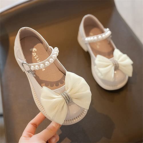 sfdgfhyf Little Children Tennis Shoes Kid Baby Girls Leather Shoes Summer Soft Bottom Pearl Bow With Dress Shoes for 3 to4