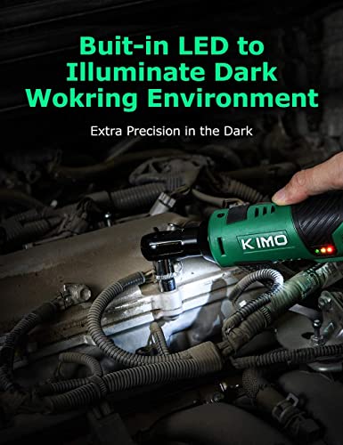 Image of KIMO Cordless Electric Ratchet Wrench Bare Tool, 3 /8 inch 40 Ft-lbs 400 RPM 12V Power Ratchet Wrench, Variable Speed Trigger-Bare Tool Only