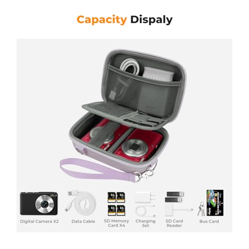 Image of K&F CONCEPT Carrying Case for Digital Camera, Hard Shell Protective Case | EVA material, Water Resistant, for CCD /Sony /Canon Digital Cameras, with Shoulder Strap, Shockproof, Compact size