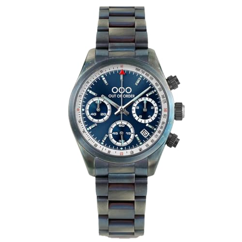 Montre chronographe homme bleu acier Meca-quartz sport OOO