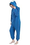 Halloween Costume of Cookie Monster Onesie, Women & Men Sesame Street Family One Piece Pajamas, Unisex Adult Sleepwear and Homewear of Christmas, Pajamas Party and Furry Convention etc.