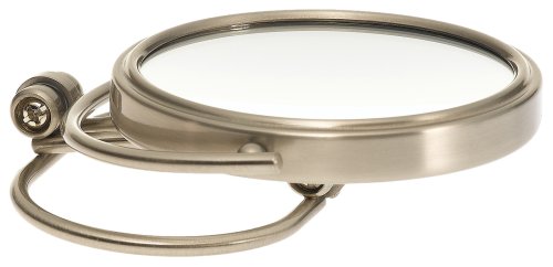 JERDON Model's Choice Two-Sided Folding Tabletop Makeup Mirror - Makeup Mirror with 15X Magnification & Swivel Design - Portable 3-Inch Diameter Mirror in Nickel Finish - Model MC315N