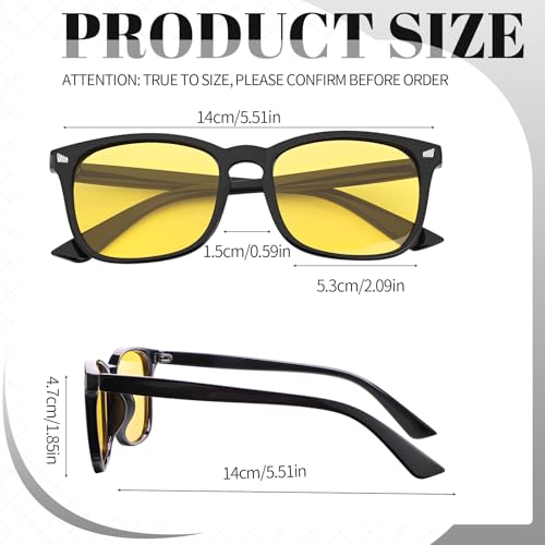 Image of Polarized Sunglasses for Women Men Night Vision Glasses Anti Glare | Yellow Anti Glare UV400 Lens, Lightweight Square Frame, for Day Night Use, Driving, Fishing, Cycling, Traveling