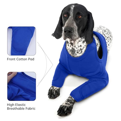 Combinaison de récupération chien en textile chirurgical bleu L - 5