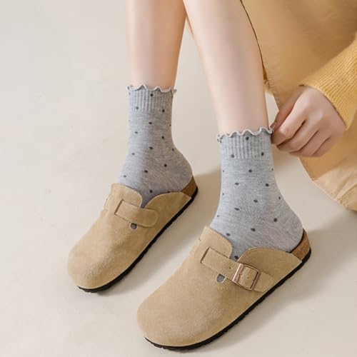 Women Ruffle Crew Socks Cute Frilly Lettuce Turn-Cuff Calf Dress Sock 6 Pack3