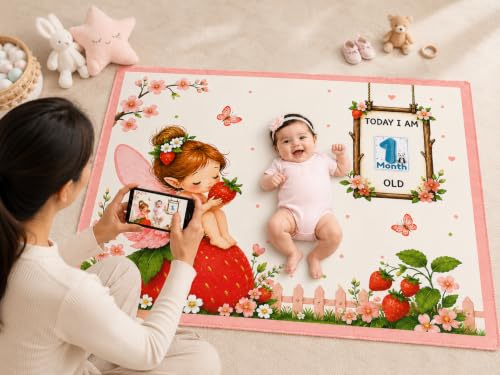 Image of NEW COMERS Baby Monthly Milestone Blanket | 1 to 12 Months Extra Soft Fleece | Best Photography Backdrop Prop | Size - 55 in to 44 inch Super Soft Fabric (Light Pink)