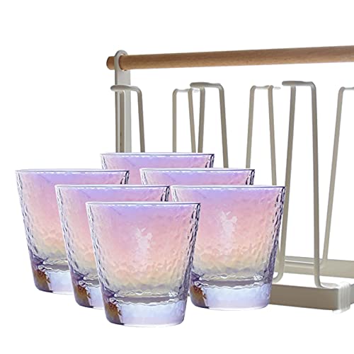 Set de 6 vasos de vidrio martillado colorido 250 ml miniatura 3