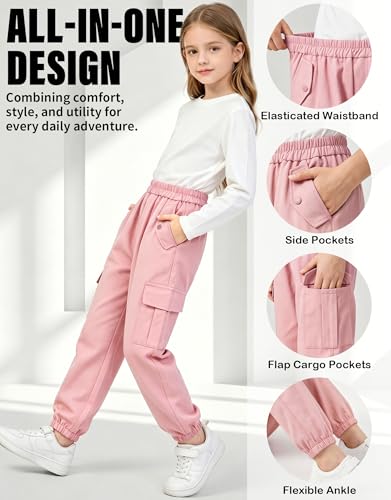 Pantalón cargo niñas de algodón suave con bolsillos 6-13 años 3
