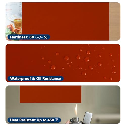 Image of Red Silicone Rubber Sheet, 12 inch Wide x 1 /8 inch Thick x 12 inch Long WochiTV High Temperature Rsistant Rubber Mat for DIY Gaskets Material, Pads, Sealing, Cushion, Microwave Oven Protection