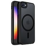 【米軍規格・Magsafe対応】Gtsoho iPhone SE3 用 ケース 半透明 マグネット搭載 ワイヤレス充電 耐衝撃 耐久性 全面保護 黄ばみなし ストラップホール付き イフォンiPhone SE2・8・7 用 カバー 4.7 用 カバー マグセーフ対応 ブラック