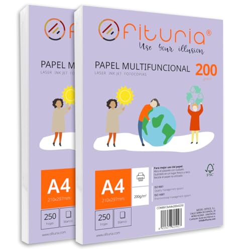 Papier A4 200g rigide Ofituria 500 feuilles blanches multifonction