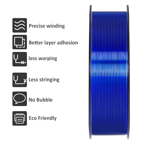 Image of Geeetech TPU Filament 1.75mm, Shore 95A Flexible 3D Printer Filament with High Elasticity, 1KG (2.2lbs) Spool, Dimensional Accuracy ±0.03mm, Fits Most FDM Printers, Clear Blue