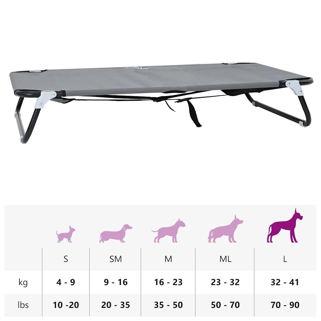 Cuccia per cani con telaio in acciaio, pieghevole, antigraffio, antiscivolo, impermeabile, traspirante, per interni ed esterni, comoda cuccia per animali domestici, facile da pulire, grigio