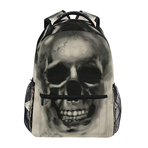 Negro Calavera De Miedo Abstact Mochila Escolar Impermeable Mochilas Escolares para Estudiante