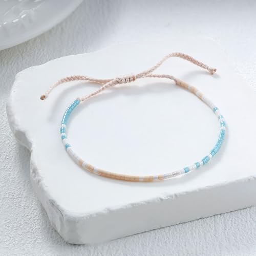 Image of KELITCH Boho Women Crystal Shell Beaded Friendship Bracelets Handmade Strand Bracelet Bangles Jewelry