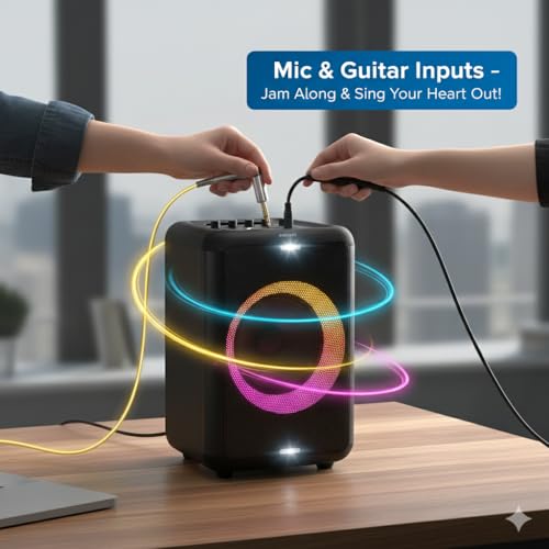 Image of Philips X3206 Bluetooth Party Speaker - 14 Hours Play Time, Deep Bass, Party Lights, Karaoke Effects, Mic & Guitar Input, 80W Max Power, Black
