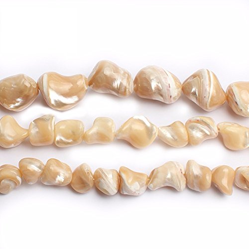 Image of HAAMIIQII 8x12mm Natural Freeform Brown Mother of Pearl Shell Beads Loose Gemstone Beads for Jewelry Making Strand 15 Inch (31-33pcs)