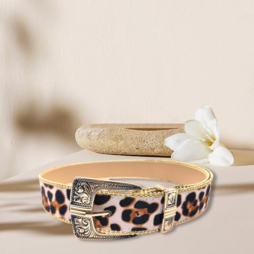 Vintage Belt For Adult Unisex Fashion Engraved Buckle Jeans Belt Punk Leopards Waistband For Pants Dress Waist Ornament4