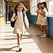 Bienzoe Girls School Uniform Jumper: Stretch Fit Pleated Hem Kids Sleeveless Dress Khaki 7