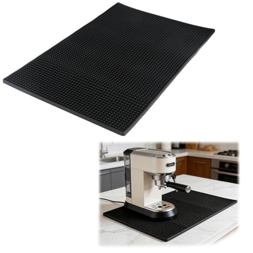 HO-SFSM Alfombrilla para Cafetera de Silicona 45x30cm, Antideslizante y Impermeable Alfombrilla Escurreplatos para Mostrador Máquina Cocina, Negro