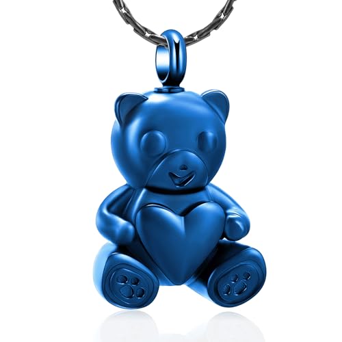 Collar de cenizas de oso azul de acero inoxidable un regalo conmemorativo de mascotas