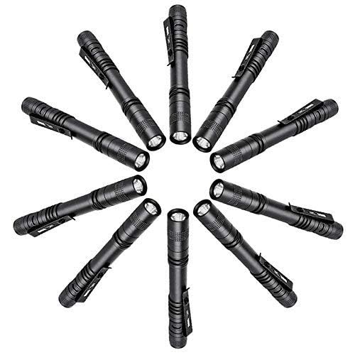 Tileon Pen Flashlight,10PCS Led Pen Light Flashlights with Clip,Mini Flashlight Bright Pocket Penlight