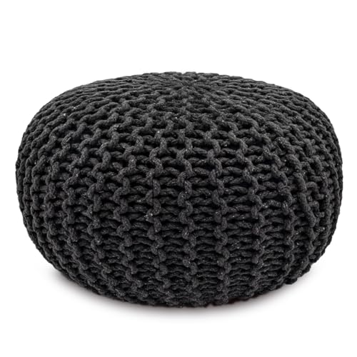 Amago home Strickhocker Pouf Ø45 o. 55cm Bodenkissen Sitzpouf...
