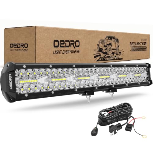 Image of OEDRO 18 Inch LED Light Bar Tri-Row 360W Driving Light with Wiring Harness | Spot Flood Combo Led Work Lights IP68 Off Road Lamp Fit for Pickup SUV UTV Truck 4WD 4X4 ATV Tractor (12V 24V)