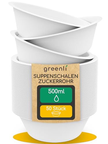greenli® Einweg Suppenschalen 500ml - Nachhaltige Einwegschalen aus...