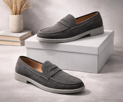Image of Kraasa Men Premium Driftor 2.0 Block Heel Loafers for Mens, Causals| Lighweight Slip-On's | Soft Cushioned Insole | Super Flexible, Comfortable for Men