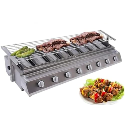 Barbacoa de gas comercial con 8 quemadores para cocinar a gran volumen en restaurantes, jardines y eventos al aire libre