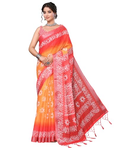Yashika Women's Women's Digital Print Cotton Silk Blend Saree wit...