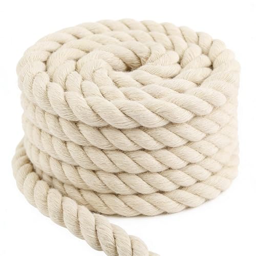 Cordon en Coton pour macramé - 12 mm et 10 m - Corde épaisse - Corde en Coton épaisse - Blanche Polyvalente - décorative pour Bricolage, Artisanat,...