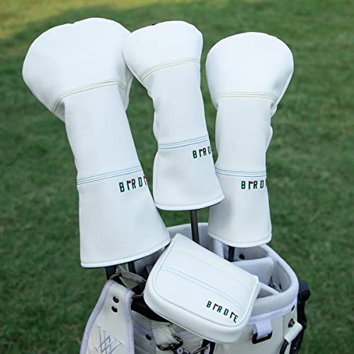 Golf Headcovers Golf Driver Fairway Hybrid Head Cover Golf Blade Mallet Putter Cover Birdie Design Premium Leather Waterproof Driver Fairway(FW) Wood Hybrid(UT) with Number Tags - Image 3