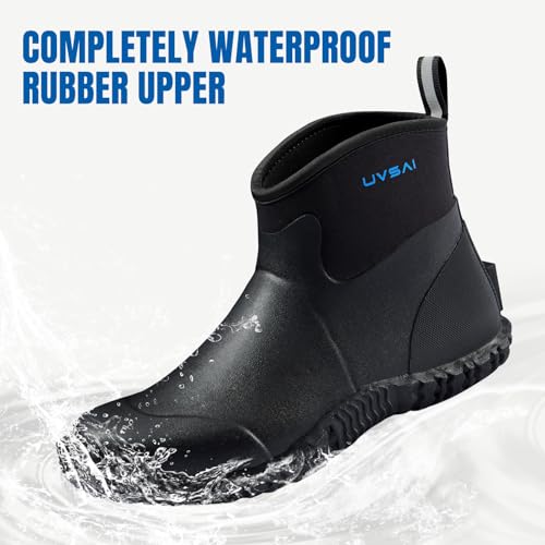 Image of Men's Waterproof 5.3-inch Ankle High Garden Shoes Rain Boots Slip-On Footwear for Gardening Farming Lawn Care Yard Work