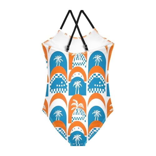 Girl Bathing Suits 3-10 Y Beach Apparel, Arch Palm Trees2