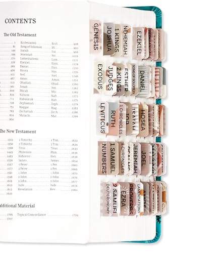 Laminated Bible Tabs for Women & Men - Large Print Tabs for Study Bibles, Boho Theme for Easy Navigation and Quick Reference - Easy-to-Read and Apply Tabs for All Ages