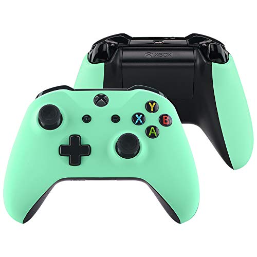 eXtremeRate Soft Touch Mint Green Top Shell Front Housing Faceplate Replacement Parts with Side Rails Panel for Xbox One X & One S Controller (Model 1708)