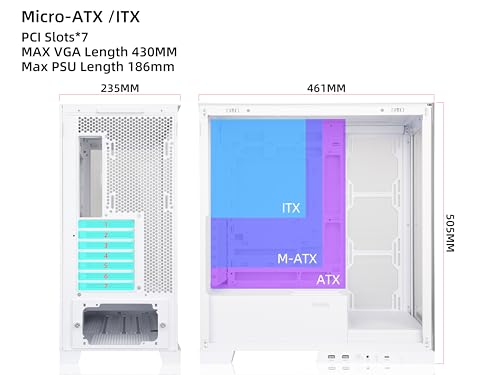 SAMA NEVIEW 4503 White Airflow Full Tower Case ATX PC Gaming Case Dual Tempered Glass 4X12CM ARGB Fan Pre-Install USB3.0X2 Type C Included 360mm AIO Support at Top - Thumbnail 6