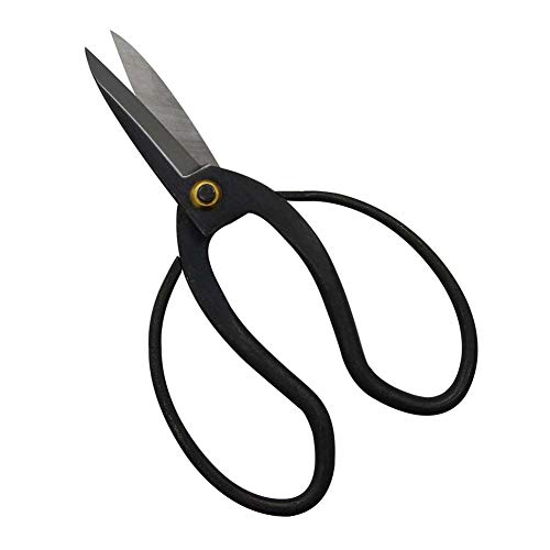AssemHome Sharp Bonsai Scissors Indoor Gardening Tools Pruning Shears Springsteels Black 8 Inch for Hand Trimming of Flowers Plants