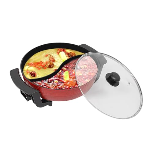 QUIOTUIR Fondue Chinoise Mandarin 6L 1300W Appareil Fondue Chinoise 5 Température Réglable Hot Pot Electrique Appareil a Fondue Électrique Polyvalent Fondue...