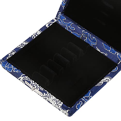Reed Case, Wooden Silk Cloth Cover Reed Case Holder Storage Box for 6pcs Oboe Reeds (Blue)